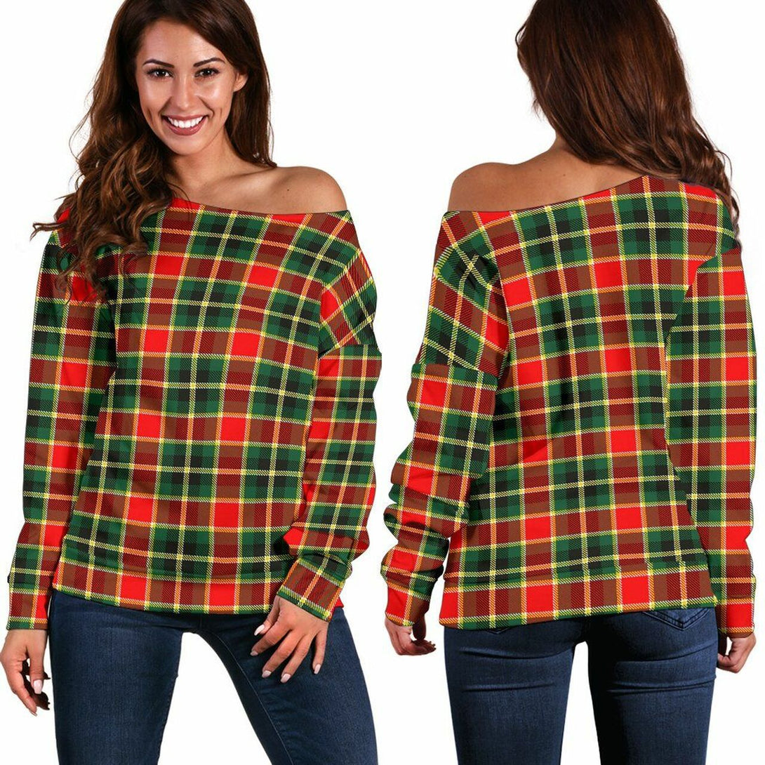 MacLachlan Hunting Modern Tartan Classic Women Off Shoulder Sweatshirt