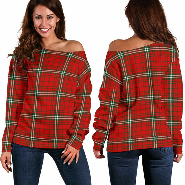 MacLay Modern Tartan Classic Women Off Shoulder Sweatshirt