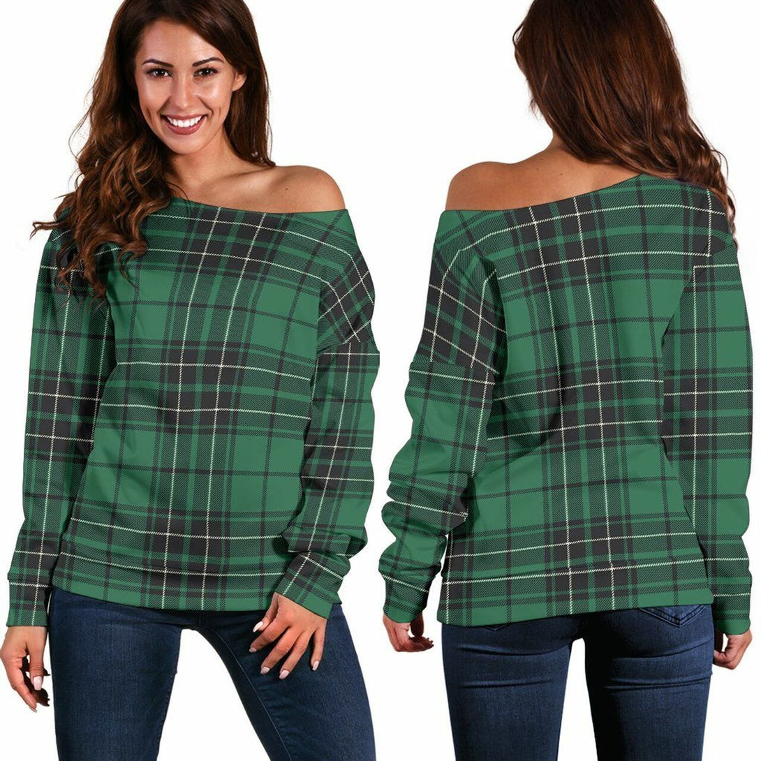 MacLean Hunting Ancient Tartan Classic Women Off Shoulder Sweatshirt