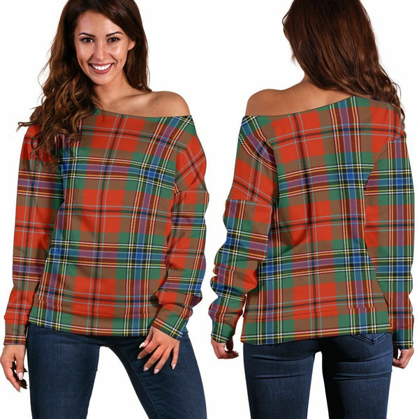 MacLean of Duart Ancient Tartan Classic Women Off Shoulder Sweatshirt