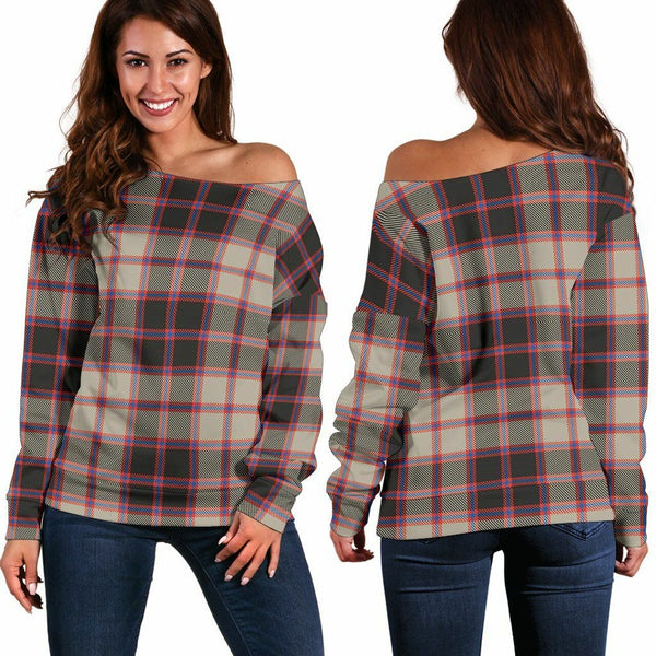 MacPherson Hunting Ancient Tartan Classic Women Off Shoulder Sweatshirt