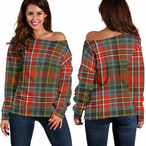 MacPherson Weathered Tartan Classic Women Off Shoulder Sweatshirt