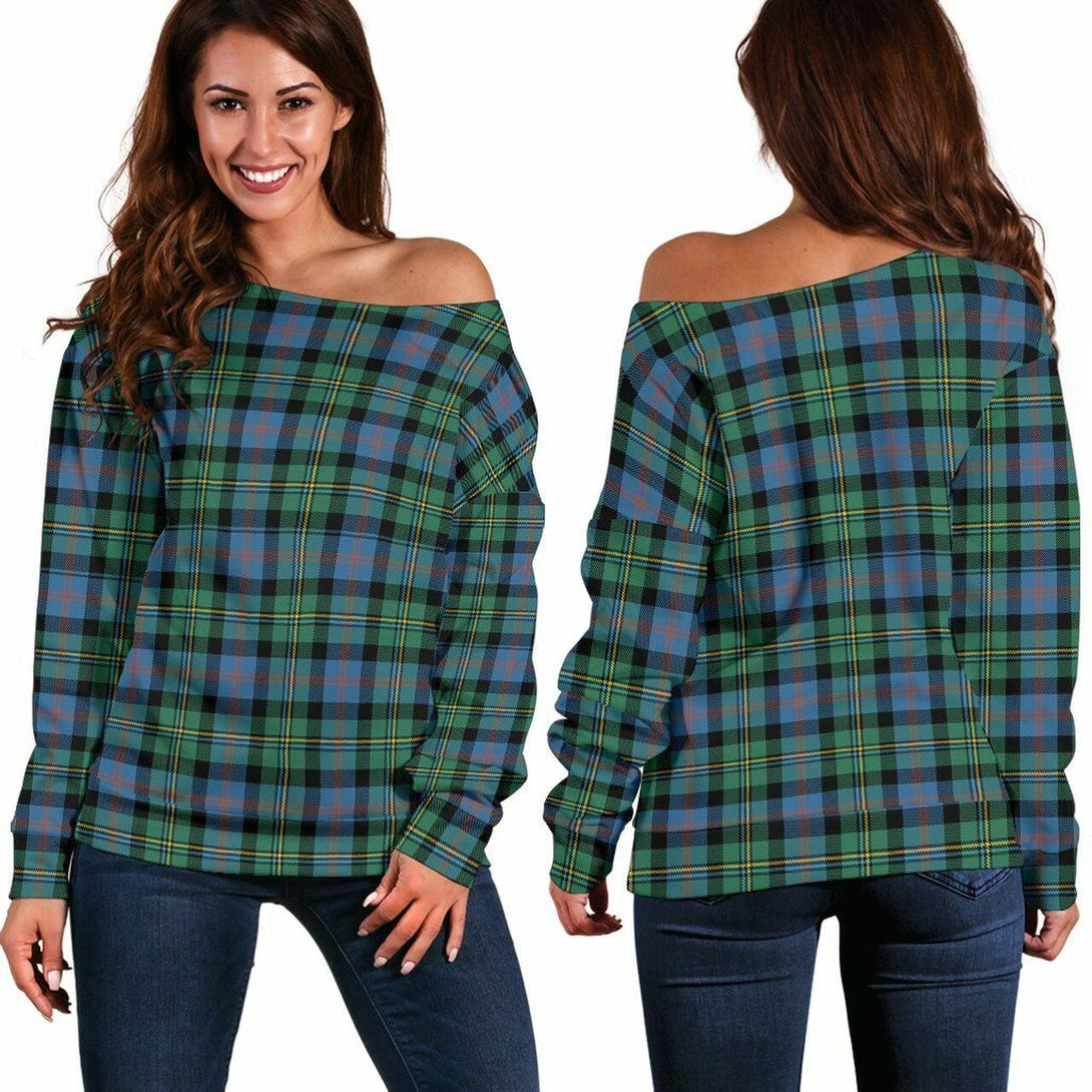 Malcolm Ancient Tartan Classic Women Off Shoulder Sweatshirt