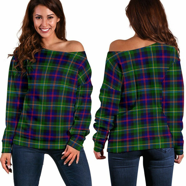 Malcolm Modern Tartan Classic Women Off Shoulder Sweatshirt