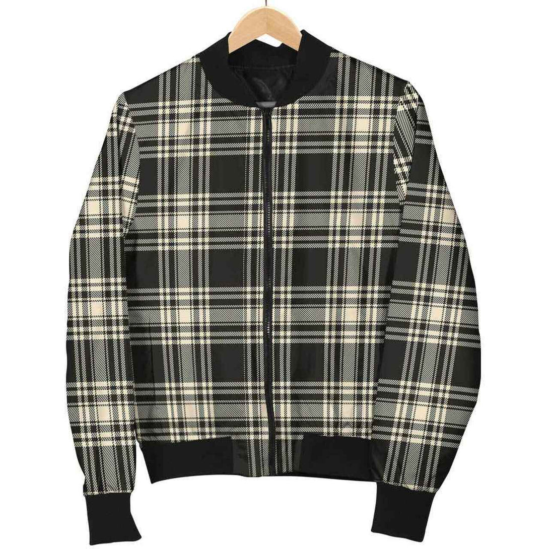 Menzies Black & White Ancient Tartan Classic Bomber Jacket