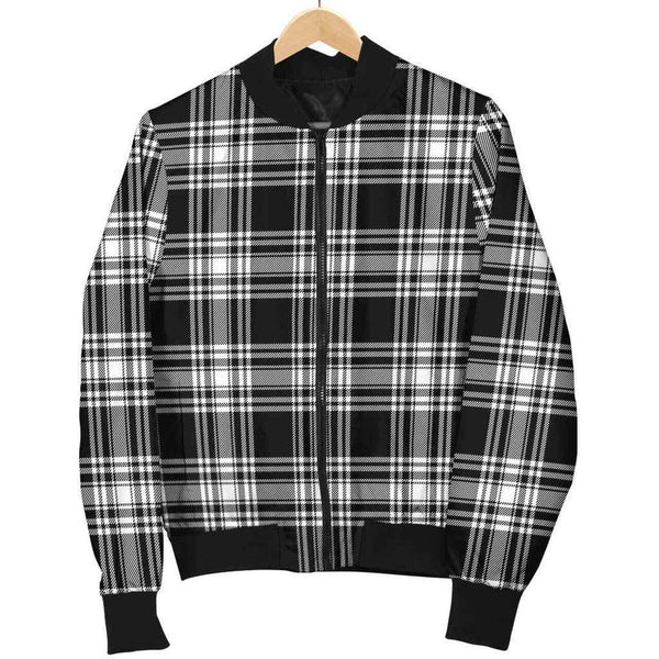 Menzies Black & White Modern Tartan Classic Bomber Jacket