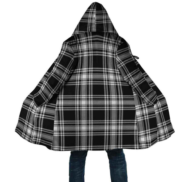 Menzies Black & White Modern Tartan Classic Cloak