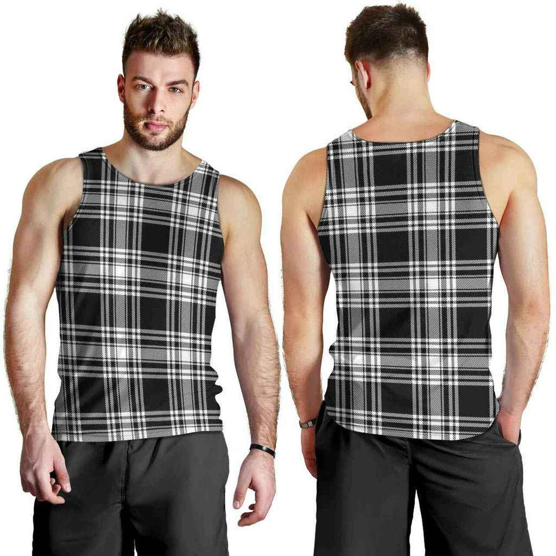 Menzies Black & White Modern Tartan Classic Men Tank Top