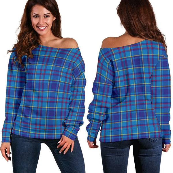 Mercer Modern Tartan Classic Women Off Shoulder Sweatshirt