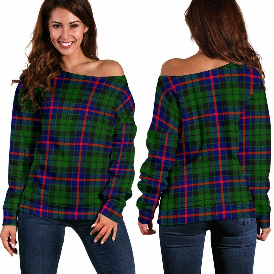 Morrison Modern Tartan Classic Women Off Shoulder Sweatshirt