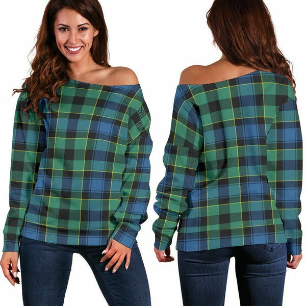 Mouat Tartan Classic Women Off Shoulder Sweatshirt