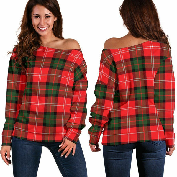 Nesbitt Modern Tartan Classic Women Off Shoulder Sweatshirt