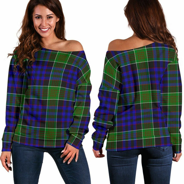 Newman Tartan Classic Women Off Shoulder Sweatshirt