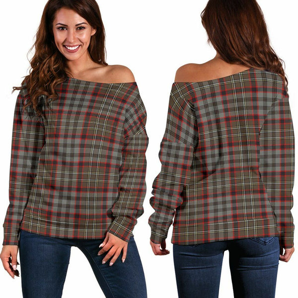 Nicolson Hunting Weathered Tartan Classic Women Off Shoulder Sweatshirt