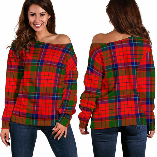 Nicolson Modern Tartan Classic Women Off Shoulder Sweatshirt