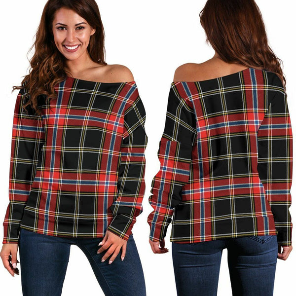 Norwegian Night Tartan Classic Women Off Shoulder Sweatshirt