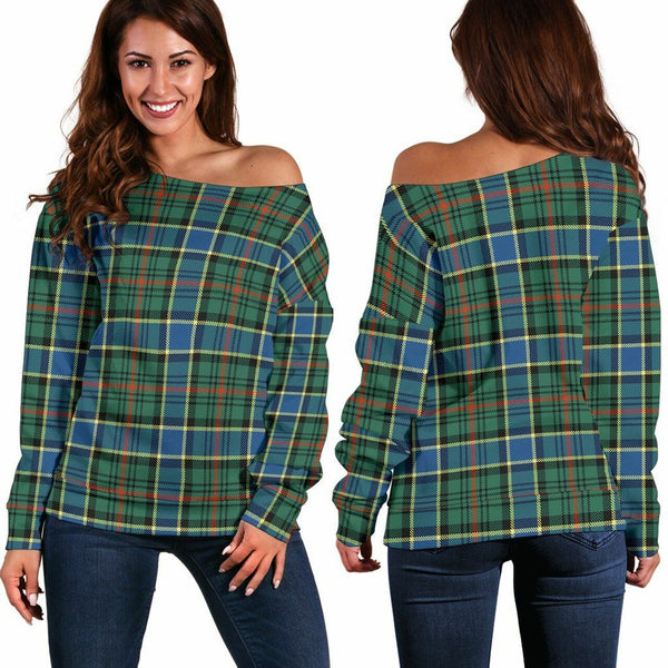 Ogilvie Hunting Ancient Tartan Classic Women Off Shoulder Sweatshirt