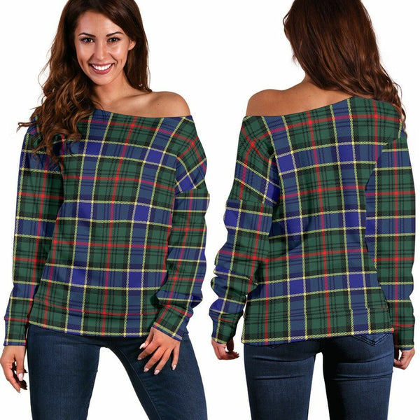 Ogilvie Hunting Modern Tartan Classic Women Off Shoulder Sweatshirt