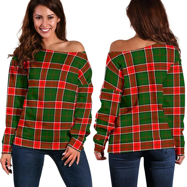 Pollock Modern Tartan Classic Women Off Shoulder Sweatshirt