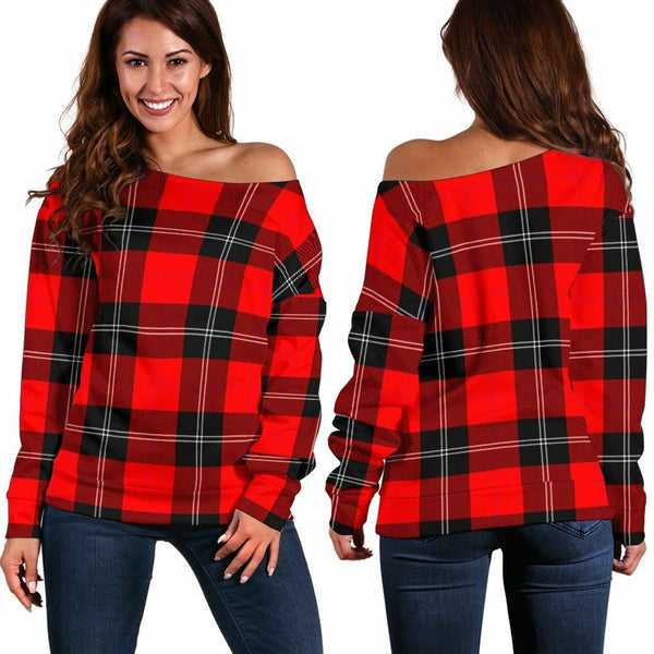 Ramsay Modern Tartan Classic Women Off Shoulder Sweatshirt