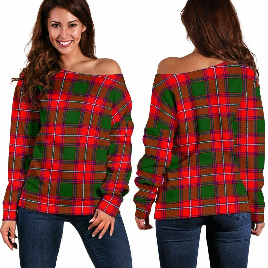 Rattray Modern Tartan Classic Women Off Shoulder Sweatshirt