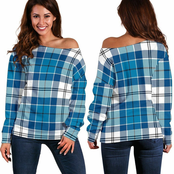 Roberton Tartan Classic Women Off Shoulder Sweatshirt