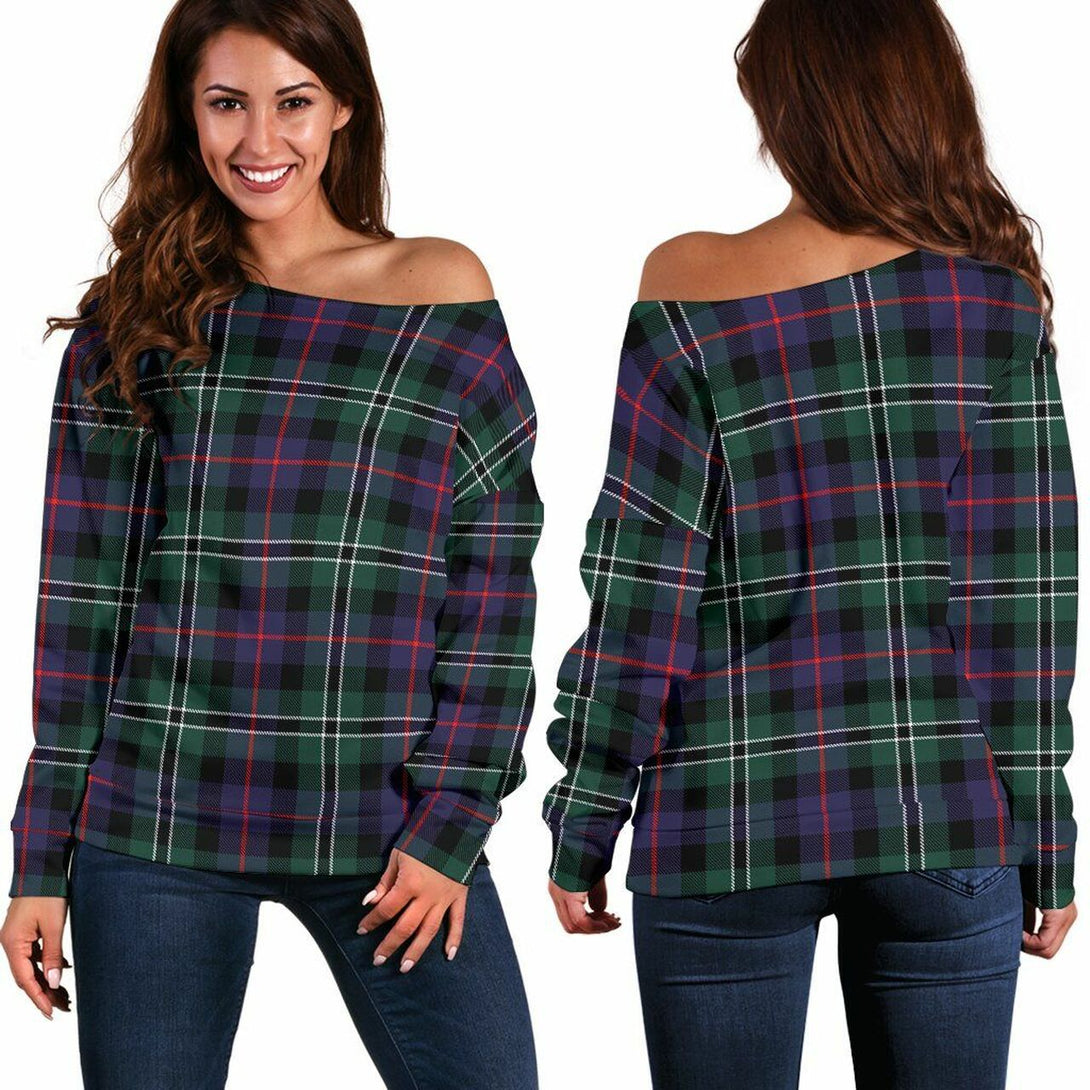 Rose Hunting Modern Tartan Classic Women Off Shoulder Sweatshirt