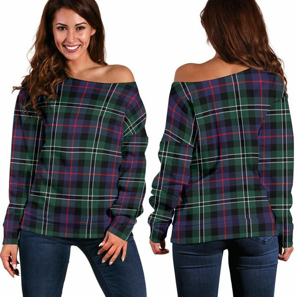 Rose Hunting Modern Tartan Classic Women Off Shoulder Sweatshirt