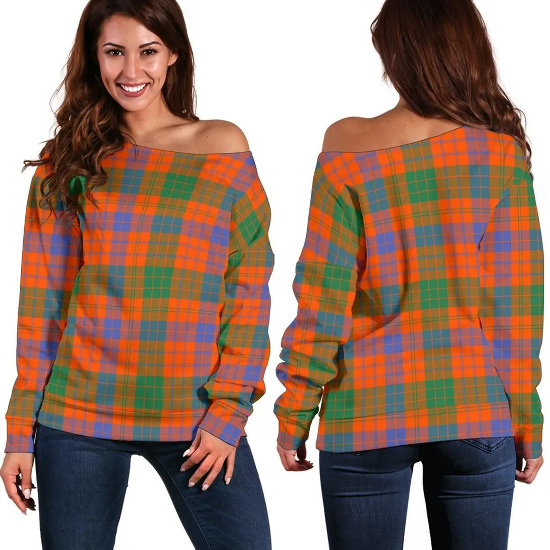 Ross Ancient Tartan Classic Women Off Shoulder Sweatshirt