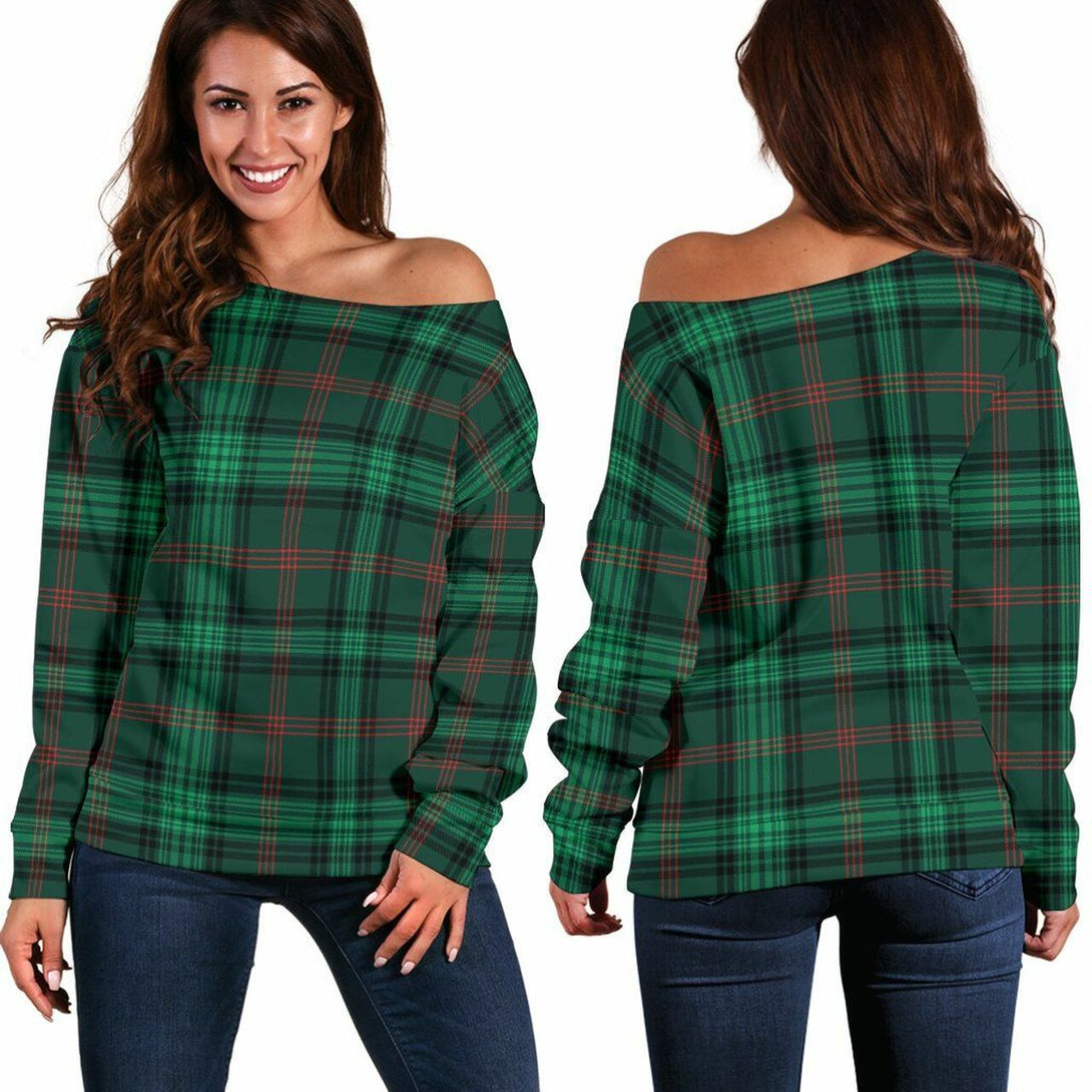 Ross Hunting Modern Tartan Classic Women Off Shoulder Sweatshirt