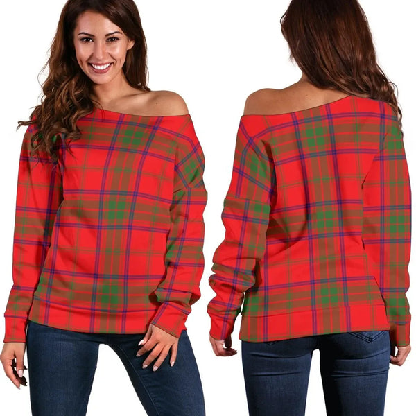 Ross Modern Tartan Classic Women Off Shoulder Sweatshirt