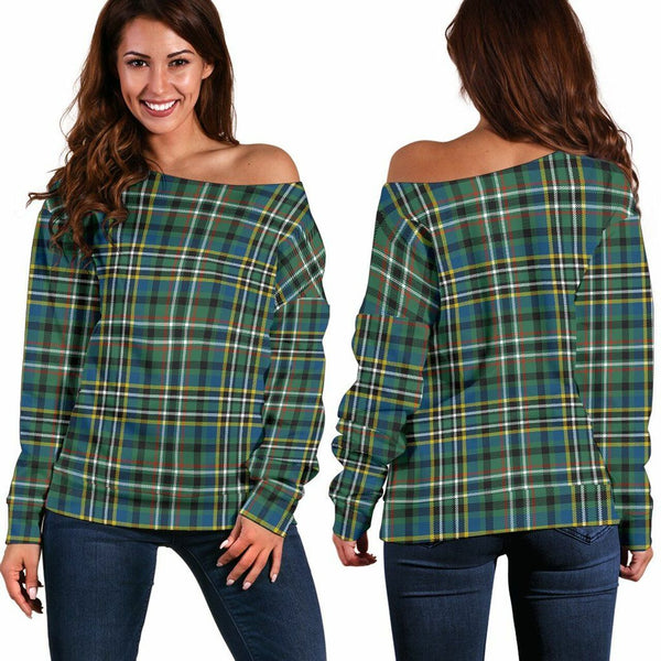 Scott Green Ancient Tartan Classic Women Off Shoulder Sweatshirt