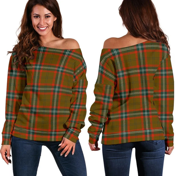 Seton Hunting Modern Tartan Classic Women Off Shoulder Sweatshirt