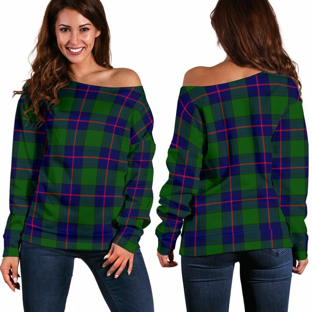 Shaw Modern Tartan Classic Women Off Shoulder Sweatshirt