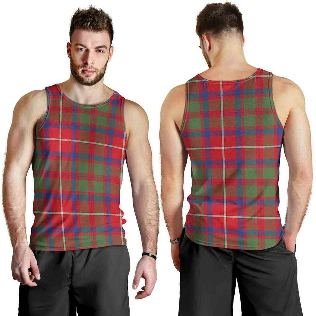 Shaw Red Modern Tartan Classic Men Tank Top