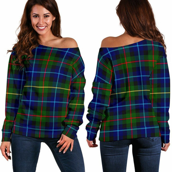 Smith Modern Tartan Classic Women Off Shoulder Sweatshirt