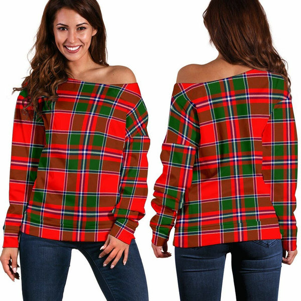 Spens Modern Tartan Classic Women Off Shoulder Sweatshirt