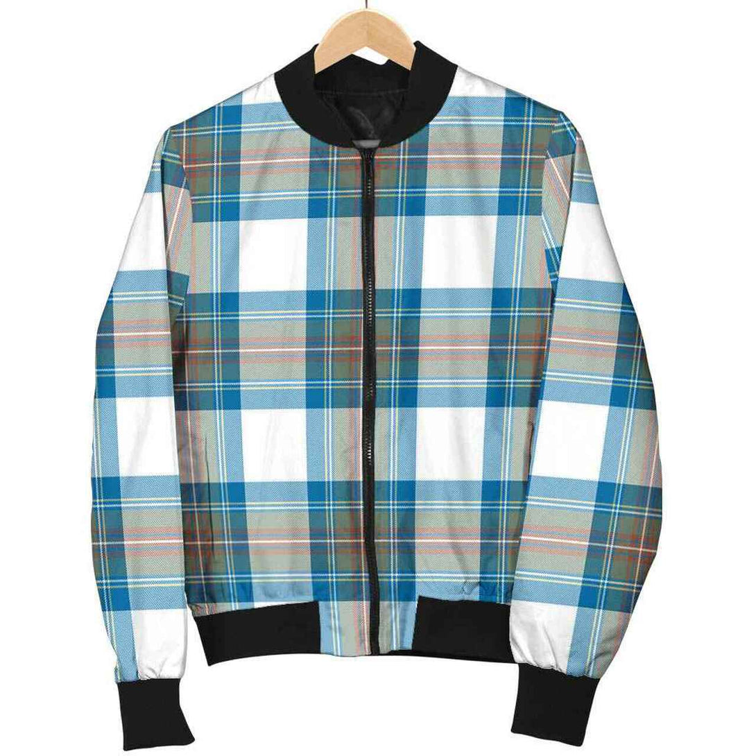 Stewart Muted Blue Tartan Classic Bomber Jacket