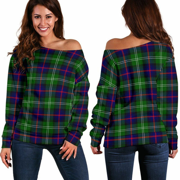 Sutherland Modern Tartan Classic Women Off Shoulder Sweatshirt