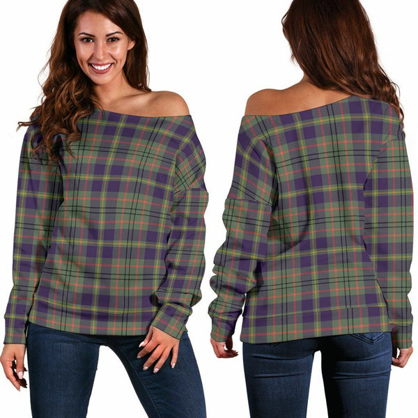 Taylor Weathered Tartan Classic Women Off Shoulder Sweatshirt