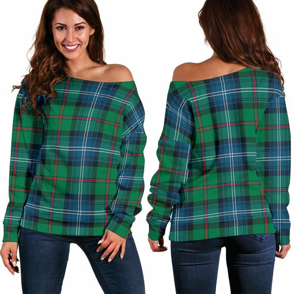 Urquhart Ancient Tartan Classic Women Off Shoulder Sweatshirt