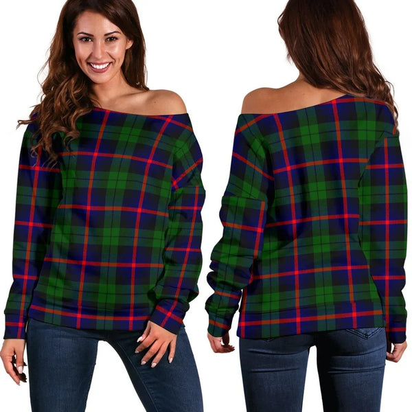 Urquhart Modern Tartan Classic Women Off Shoulder Sweatshirt