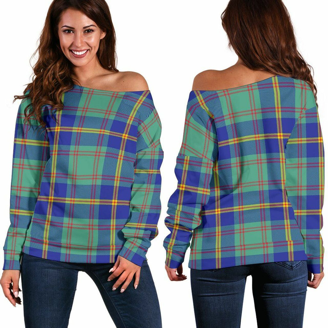 US Marine Tartan Classic Women Off Shoulder Sweatshirt