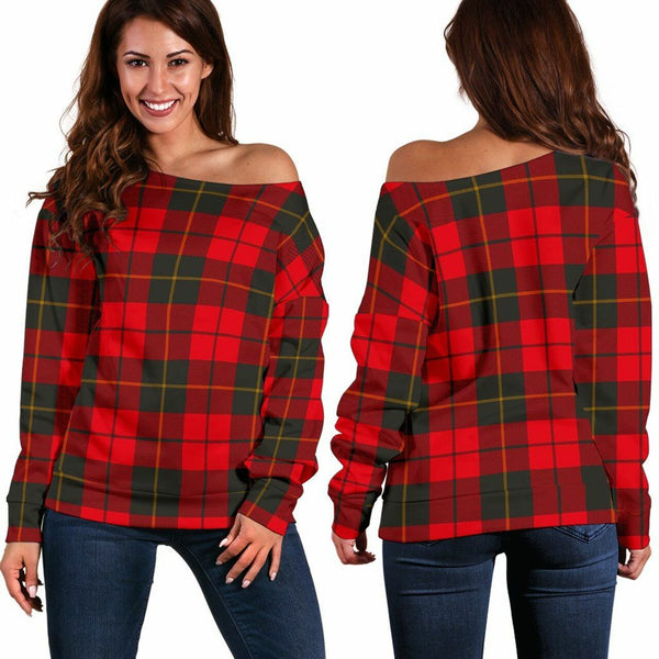 Wallace Weathered Tartan Classic Women Off Shoulder Sweatshirt