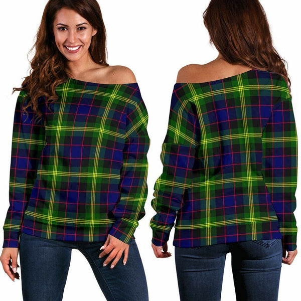 Watson Modern Tartan Classic Women Off Shoulder Sweatshirt